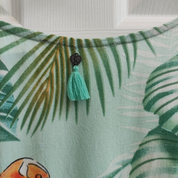 Z&L Europe Flamingo High Low Wrap Dress Women's XS ruffle palm tropical - Picture 10 of 13